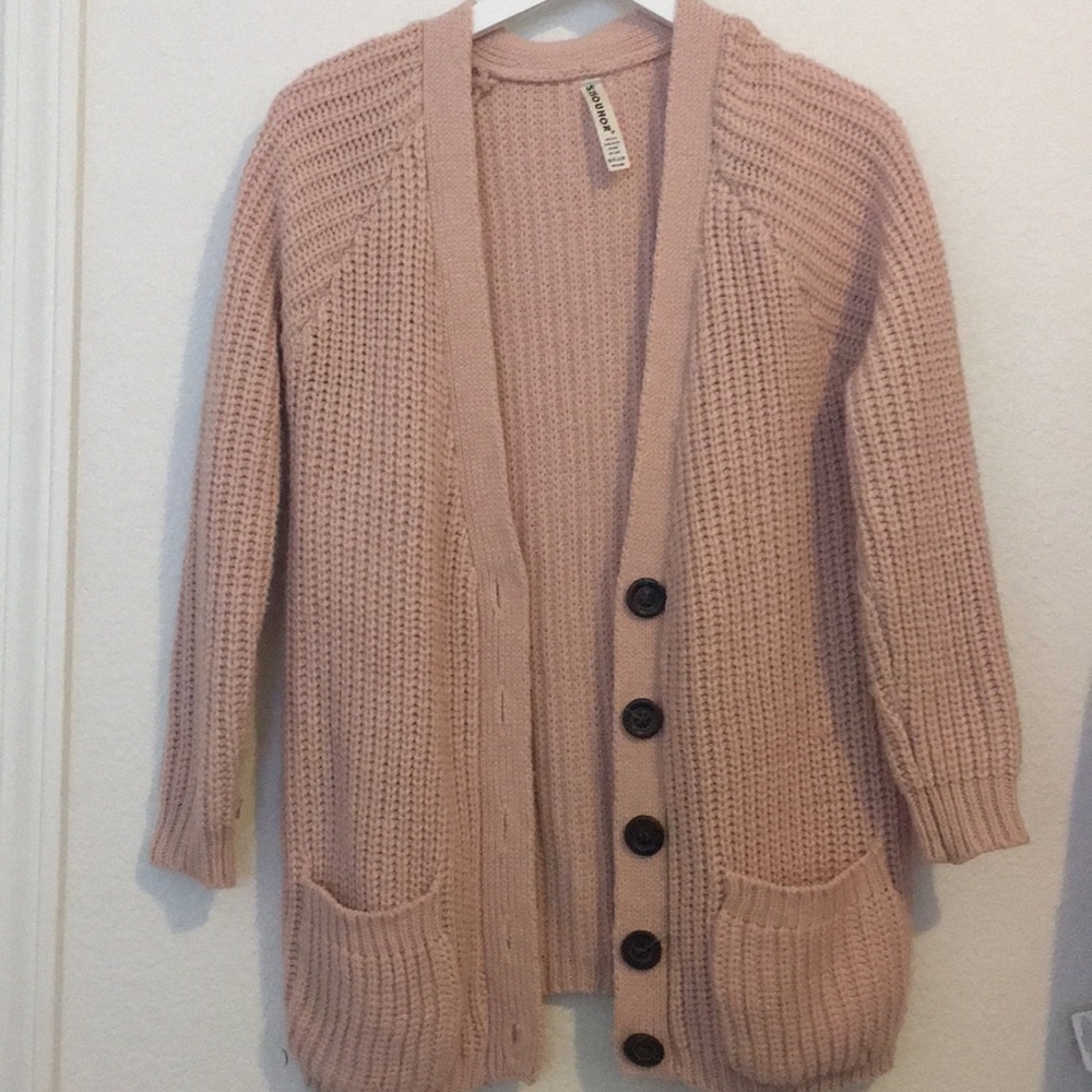 Dusty soft pink oversized cardigan sweater